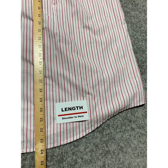 Roamans Button Up Top Women Size 38W Red/White‎ Striped Collared Long Sleeve - Picture 13 of 14